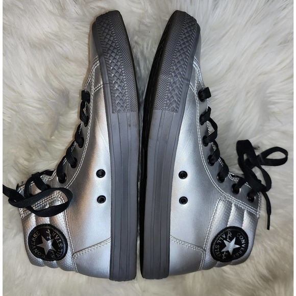 Converse Men\'s Chuck Taylor All Star 152661C Silver Leather Sneaker Shoes main image 6